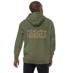 New Heights Athletic Unisex Hoodie Gray & Yellow Text with front embroidery