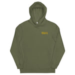 New Heights Athletic Unisex Hoodie Gray & Yellow Text with front embroidery