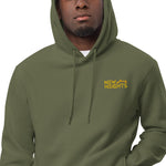 New Heights Athletic Unisex Hoodie Gray & Yellow Text with front embroidery