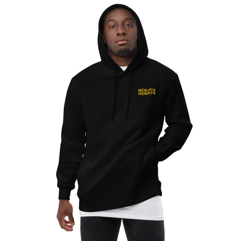 New Heights Athletic Unisex Hoodie Gray & Yellow Text with front embroidery