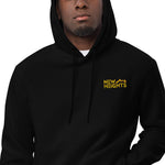 New Heights Athletic Unisex Hoodie Gray & Yellow Text with front embroidery