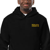 New Heights Athletic Unisex Hoodie Gray & Yellow Text with front embroidery