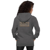 New Heights Athletic Unisex Hoodie Gray & Yellow Text with front embroidery