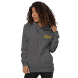 New Heights Athletic Unisex Hoodie Gray & Yellow Text with front embroidery