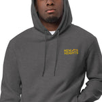 New Heights Athletic Unisex Hoodie Gray & Yellow Text with front embroidery