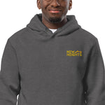 New Heights Athletic Unisex Hoodie Gray & Yellow Text with front embroidery