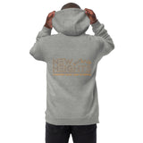 New Heights Athletic Unisex Hoodie Gray & Yellow Text with front embroidery