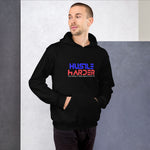 Men's & Women's Hustle Harder with Blue & Red Graphic Unisex Hoodie