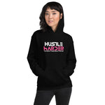 Women's & Men's Hustle Harder White & Pink Graphic Unisex Hoodie