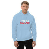 Men's & Women's Hustle Harder Hoodie with White & Red Graphic Unisex Hoodie