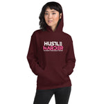 Women's & Men's Hustle Harder White & Pink Graphic Unisex Hoodie