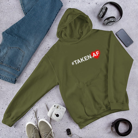 #Taken AF White & Red Unisex Hoodie