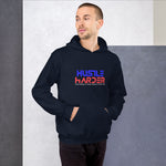 Men's & Women's Hustle Harder with Blue & Red Graphic Unisex Hoodie