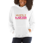 Women's & Men's Hustle Harder Tan & Pink Unisex Hoodie